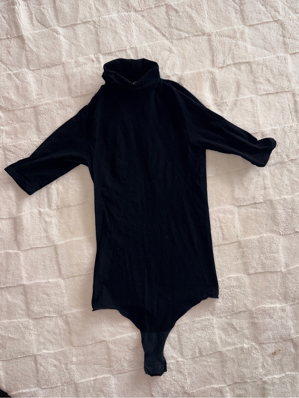 Commando Black Short Sleece Turtleneck Body Suit - One Size